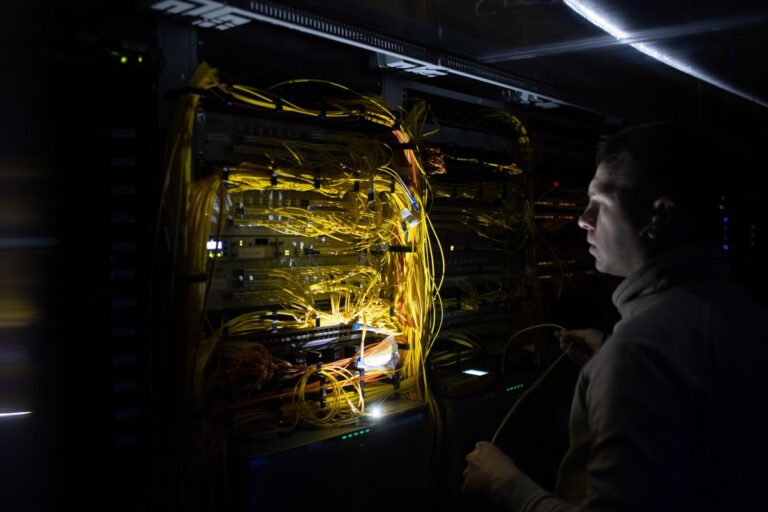 data center cables worker