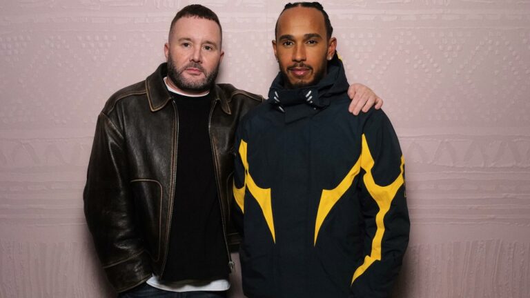 Kim Jones and Lewis Hamilton by Darren Gerrish