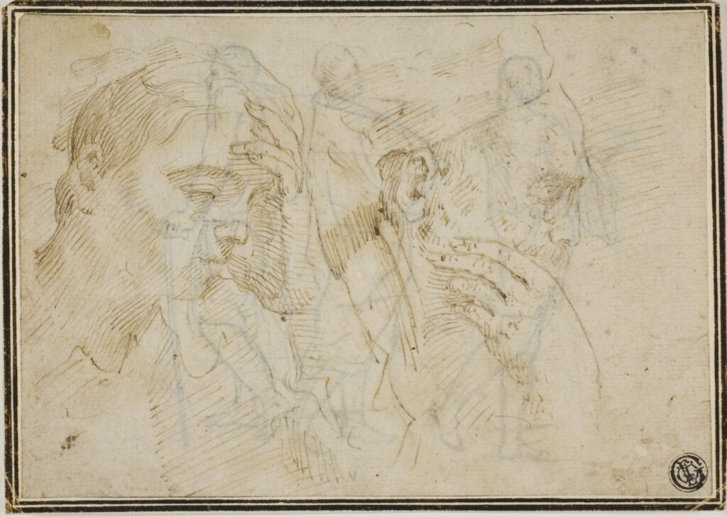 1922.2371 Sketches of Two Male Heads in Profile to Right scaled